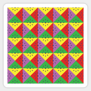 Funky Squares Red Purple Yellow Green Sticker